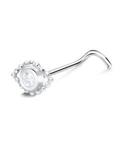 Evil Eye Silver Curved Nose Stud NSKB-1747